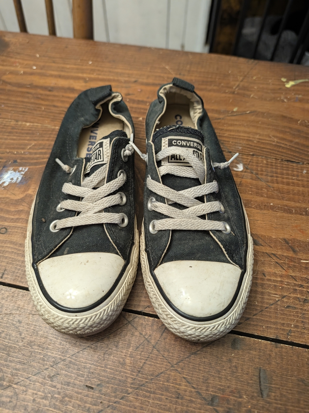 Converse Kids Black Canvas Slip-On Low-Top Sneakers with White Accents